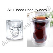 Оригинальные стаканы в виде черепа внутри и голого тела девушки